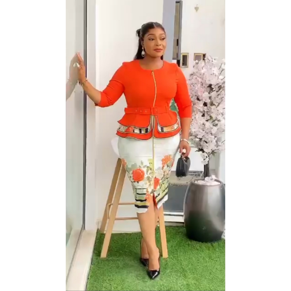 Classy 3-Piece Set (Peplum Top & Floral Print Pencil Skirt w/ Waist Belt)